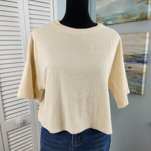 Summerful Cream French Terry Knit Top Small Cropped Loungewear Oversized
